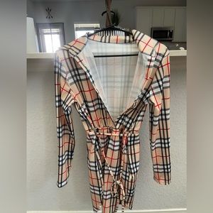 Women’s Long Sleeve Plaid T-Shirt Dress - Cinched Waist - Small - NWOT
